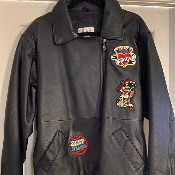 Jackets & Blazers - Custom Punk Patch Black Leather Jacket